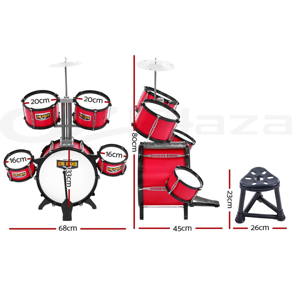 Keezi Kids Drum Set Pretend Play Kit Children Mini Band Play Drums Music Toys - Picture 20 of 33