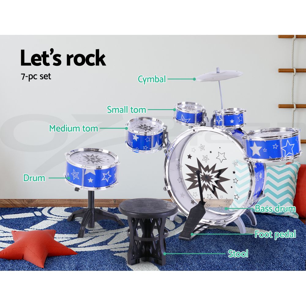 Keezi Kids Drum Set Pretend Play Kit Children Mini Band Play Drums Music Toys - Picture 25 of 33