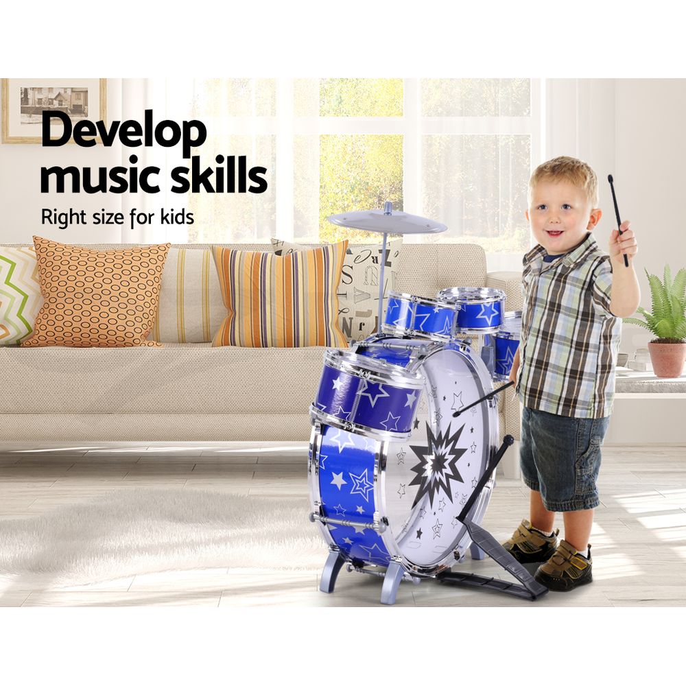 Keezi Kids Drum Set Pretend Play Kit Children Mini Band Play Drums Music Toys - Picture 27 of 33