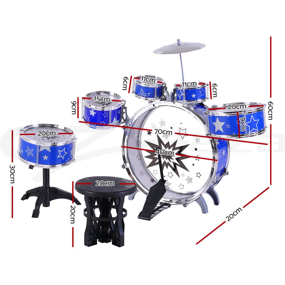 Keezi Kids Drum Set Pretend Play Kit Children Mini Band Play Drums Music Toys - Picture 31 of 33