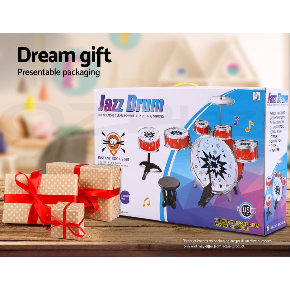 Keezi Kids Drum Set Pretend Play Kit Children Mini Band Play Drums Music Toys - Picture 32 of 33