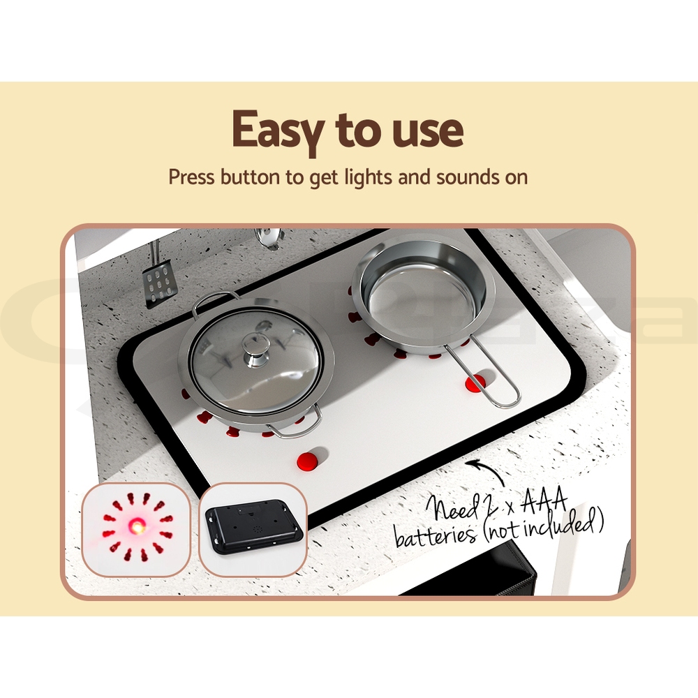 Keezi Kids Kitchen Pretend Play Sets Wooden Toys Children Utensils Cooking Set - Picture 62 of 68