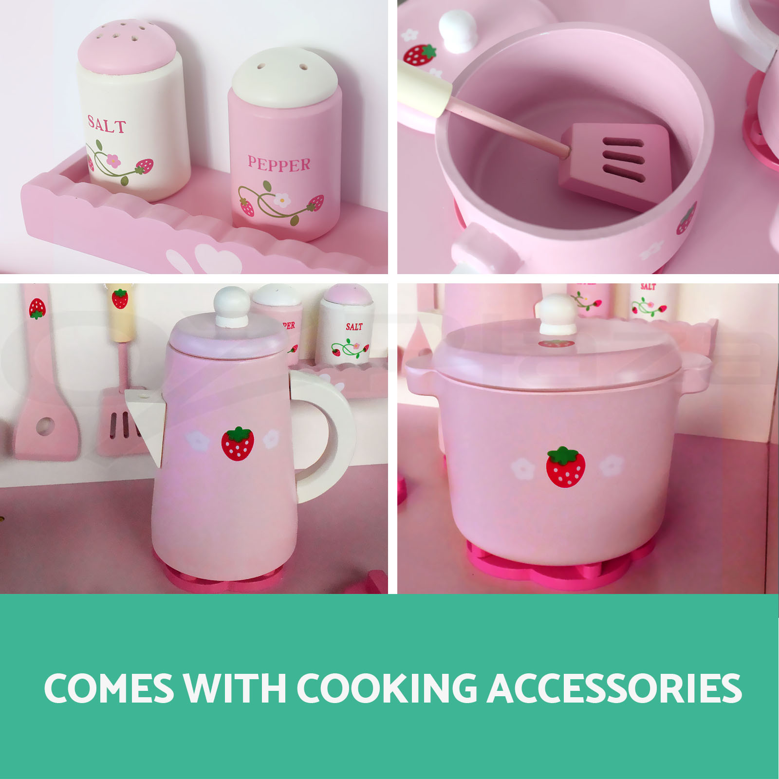 Keezi Wooden Kitchen Pretend Play Set Toy Kids Toddlers Home Keezi Wooden Kitchen Pretend Play Set Toy Kids