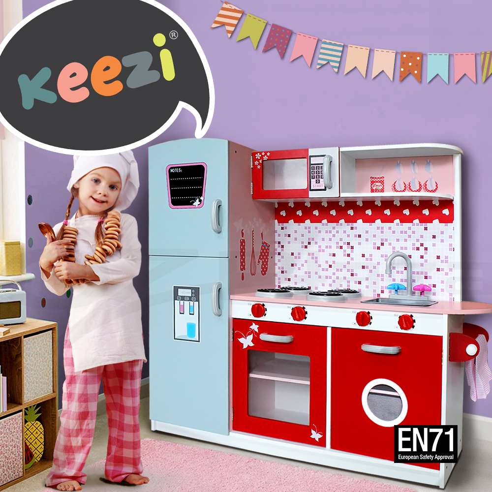 Details about   Keezi Kids Kitchen Wooden Pretend Play Set Toys Cooking Food Children Cookware 