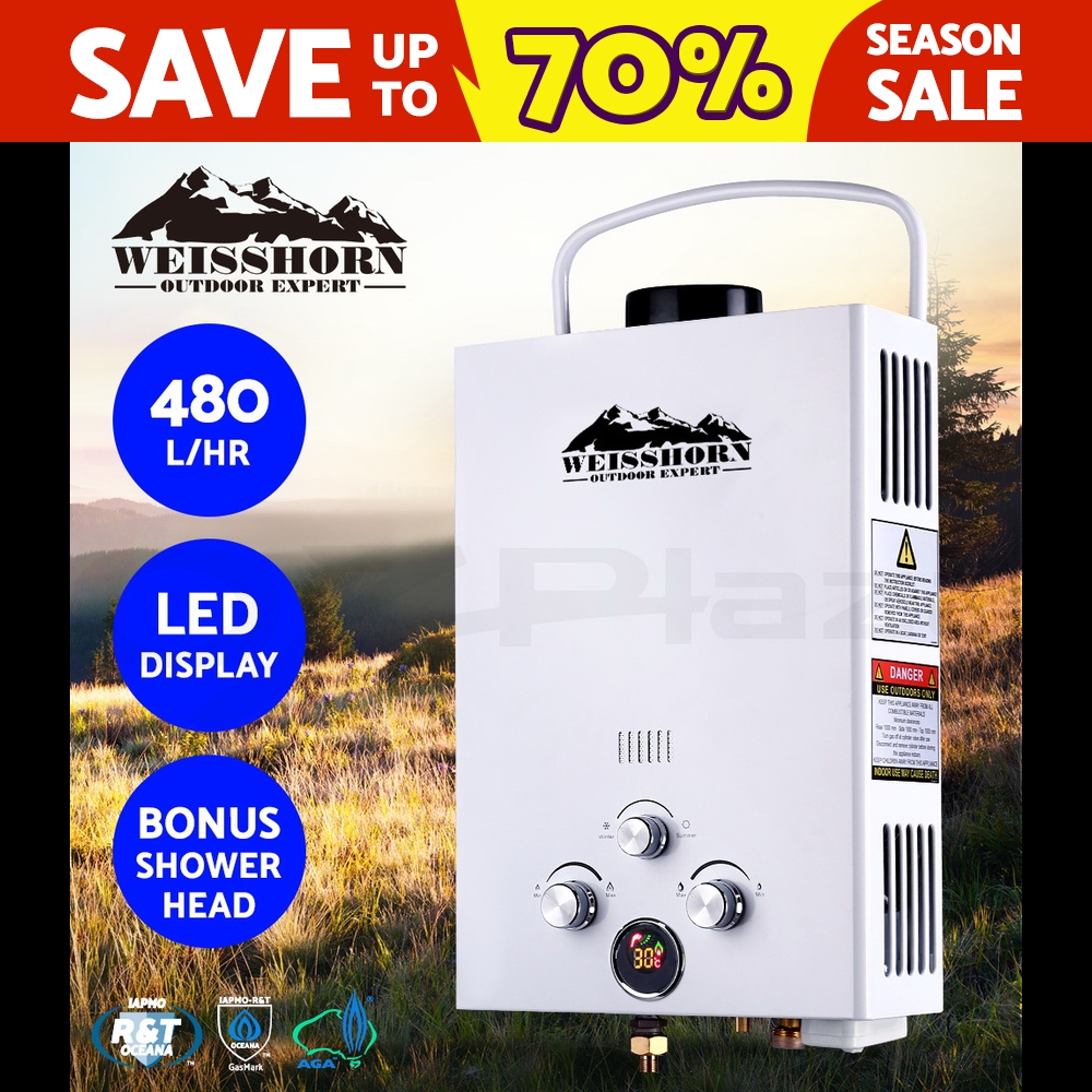 WEISSHORN Gas Hot Water Heater Portable Shower Camping LPG Outdoor