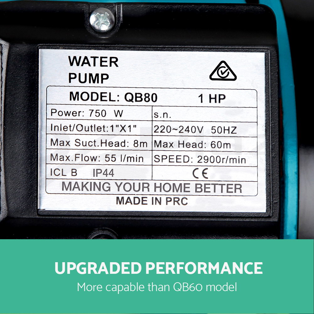 Giantz Peripheral Water Pump QB60 QB80 Garden Boiler Car Wash Auto Controller - Picture 90 of 103
