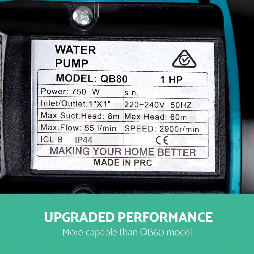 Giantz Peripheral Water Pump QB60 QB80 Garden Boiler Car Wash Auto Controller - Picture 101 of 103