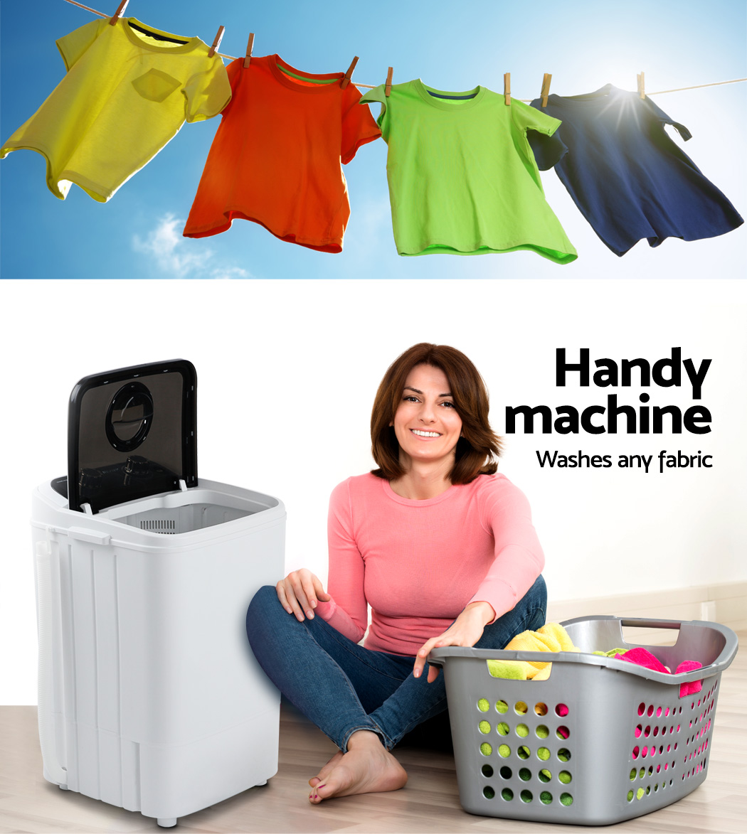 Devanti 4.6KG Mini Outdoor Portable Washing Machine Top Load Spin Camp