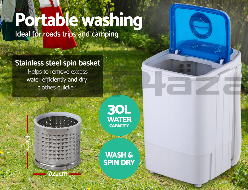 Devanti 4.6KG Mini Portable Washing Machine Outdoor Camping Caravan RV