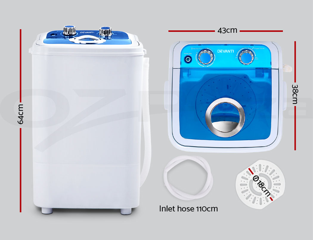 Devanti 4.6KG Mini Portable Washing Machine Outdoor Camping Caravan RV