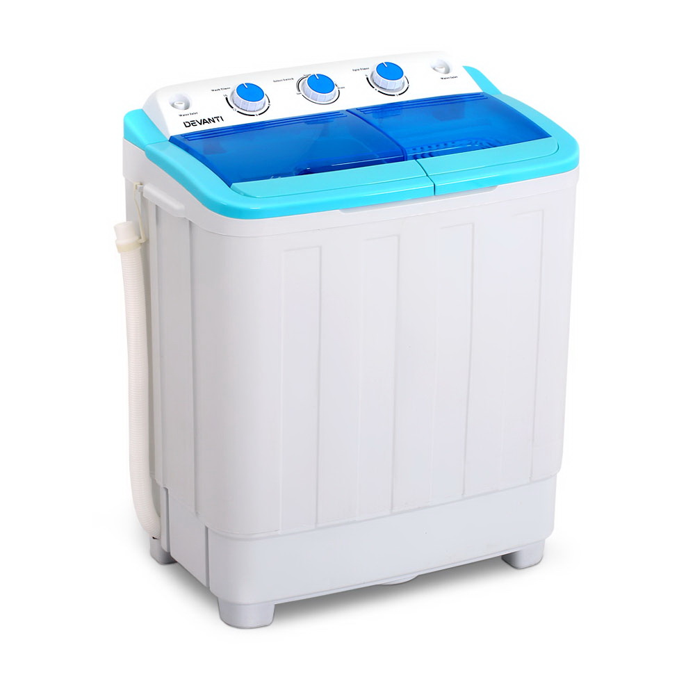 Devanti Mini Washing Machine Portable Twin Tub Caravan Camping Top Load Spin 5kg eBay