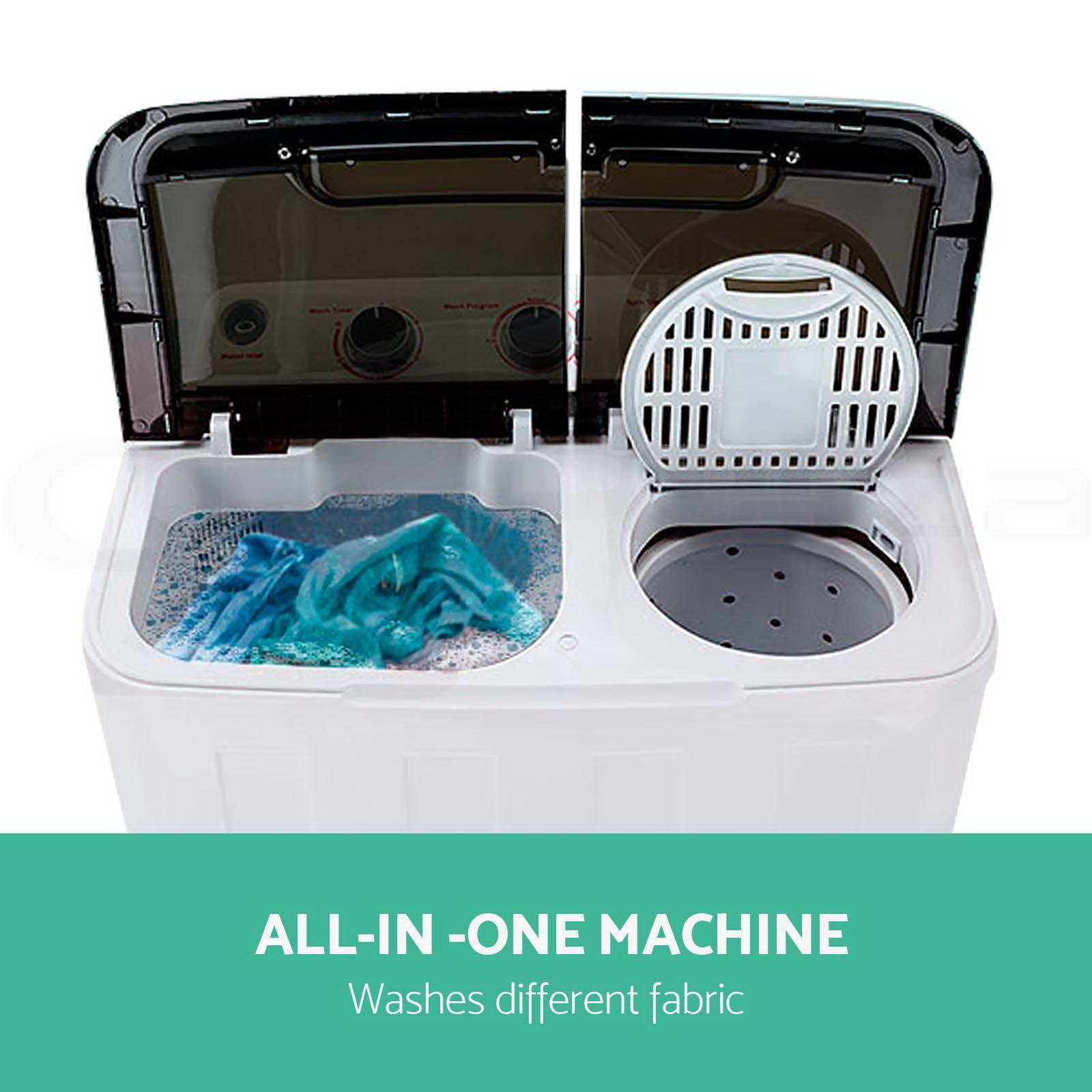 Devanti Mini Washing Machine Portable Twin Tub Caravan Camping Top Load