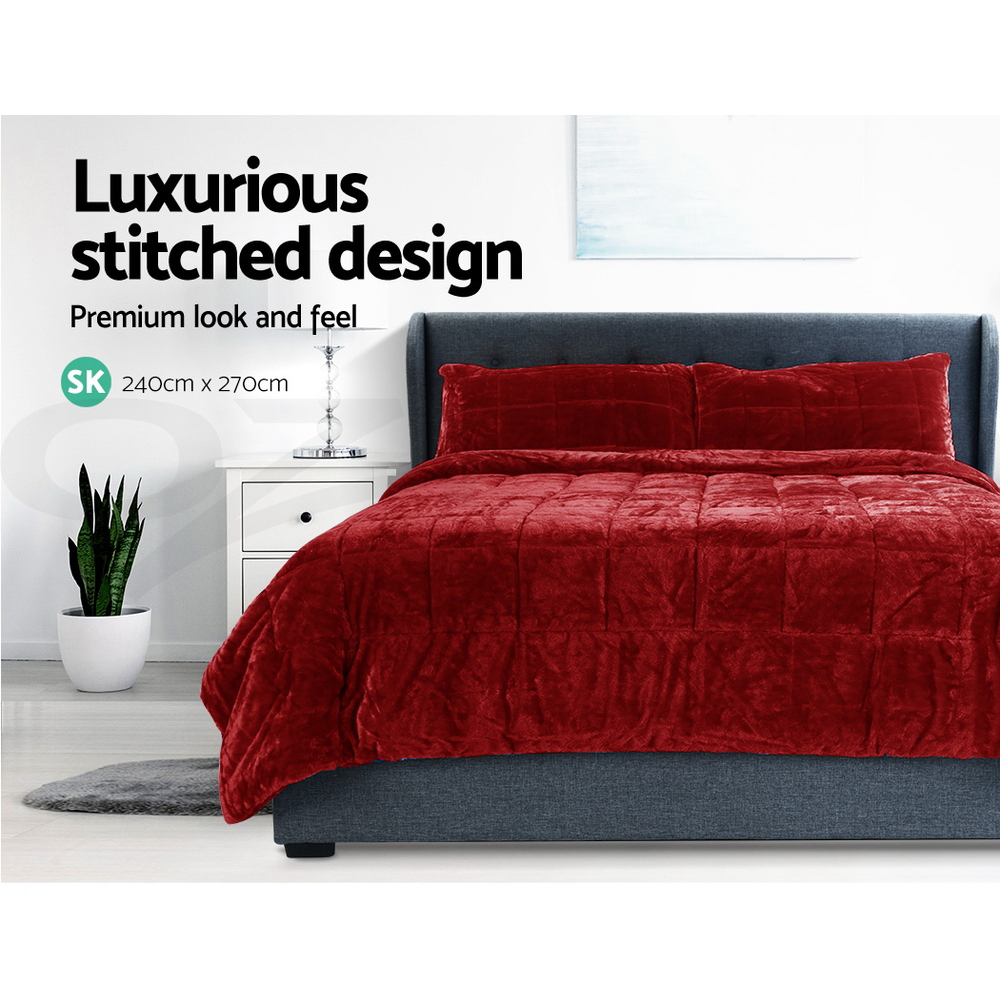 Giselle Faux Mink Quilt Throw Blanket Plush Queen King SK Comforter Winter Warm - Picture 19 of 20