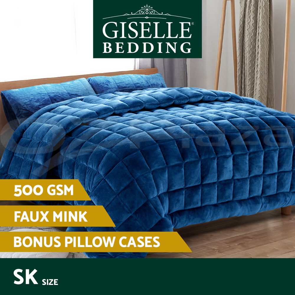 Giselle Faux Mink Quilt Fur Plush Throw Comforter Winter Queen King Super King - Picture 18 of 20