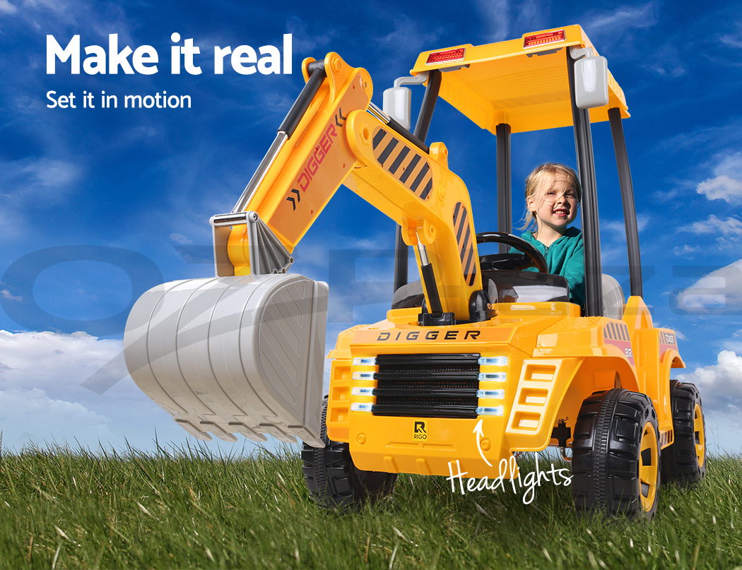 RIGO Kids Ride On Digger Electric Tractor Loader Bulldozer Excavator