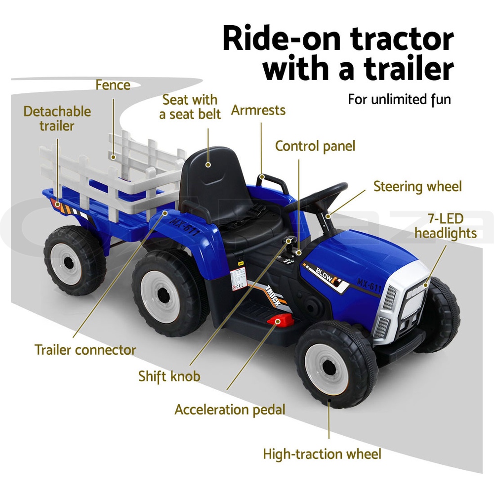 Rigo Ride On Car Tractor Toy Kids Outdoor Electric Cars 12V Battery Children - Picture 13 of 46