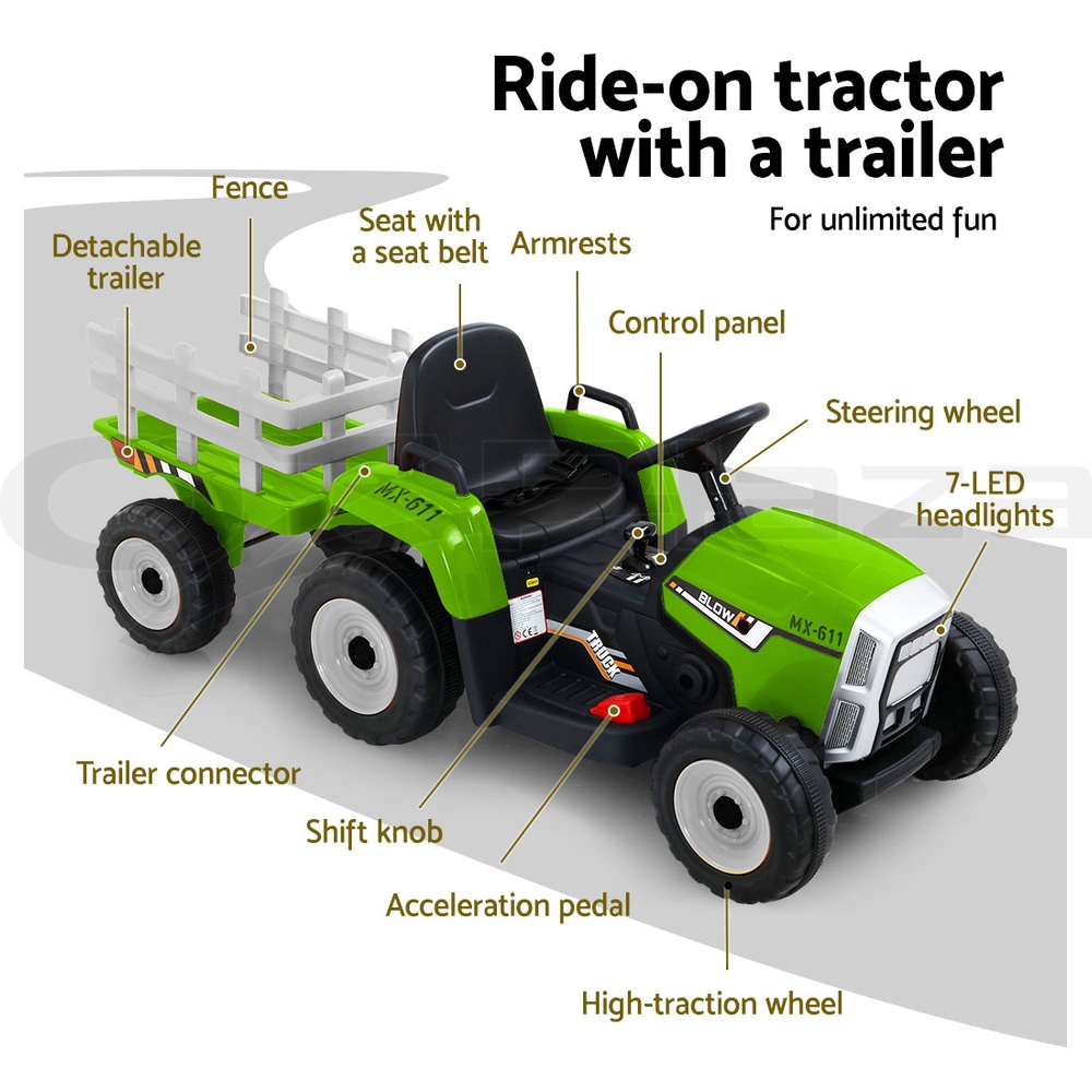 Rigo Ride On Car Tractor Toy Kids Outdoor Electric Cars 12V Battery Children - Picture 24 of 46