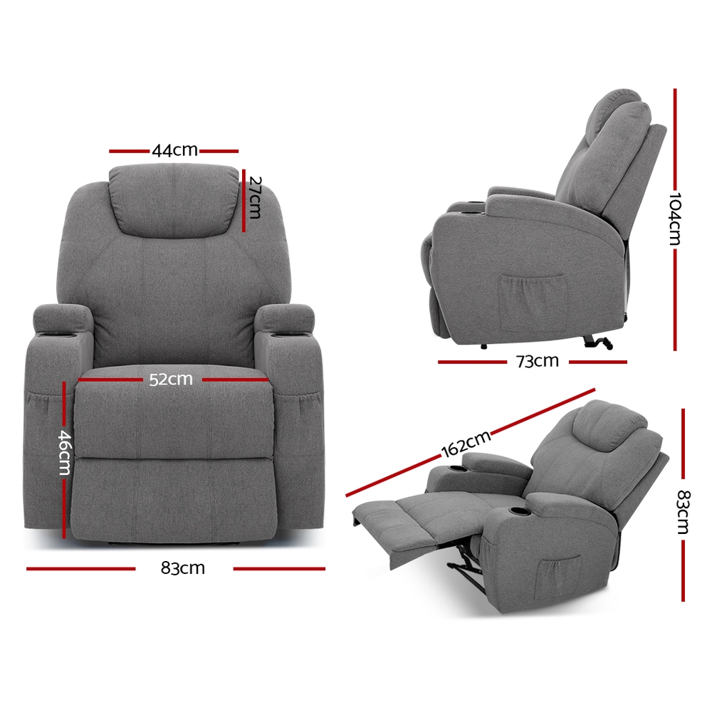 Artiss Recliner Chair Electric Massage Chair Lift Lounge Sofa Leather Armchair - Picture 74 of 76