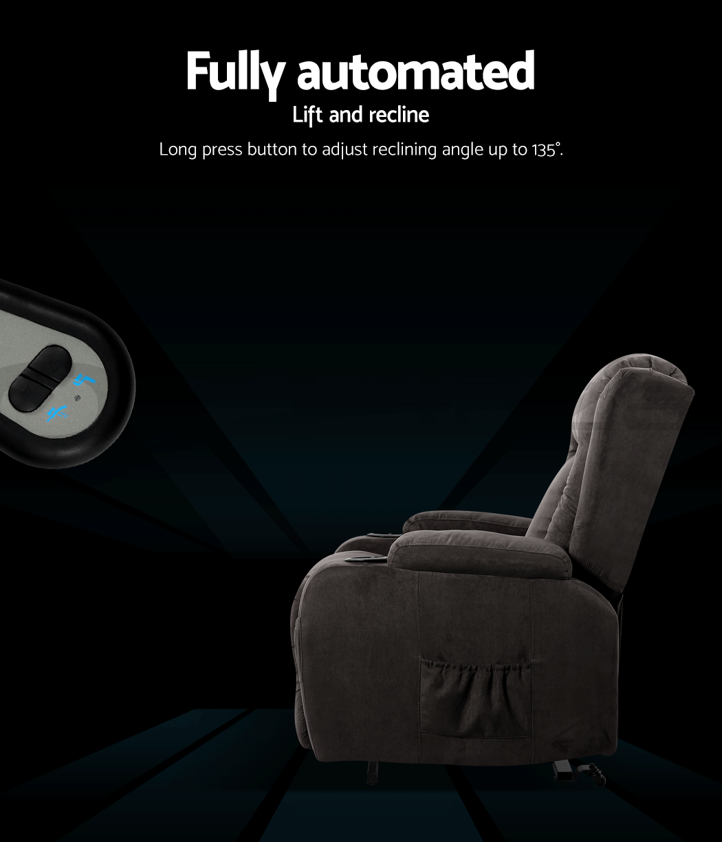 Artiss Recliner Chair Electric Massage Chairs Lift Heated Fabric Lounge