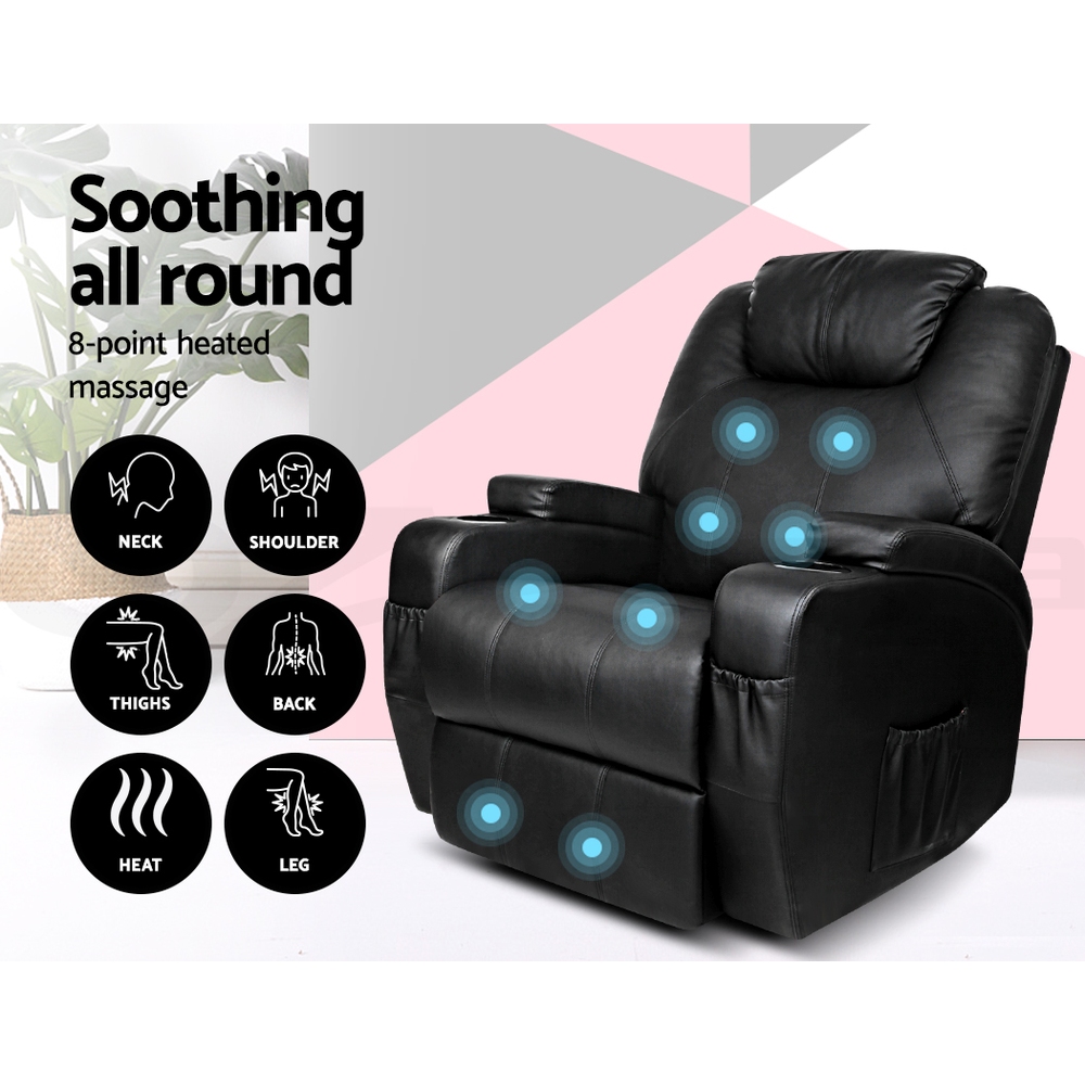 Artiss Recliner Chair Electric Massage Chair Lift Lounge Sofa Leather Armchair - Picture 56 of 76
