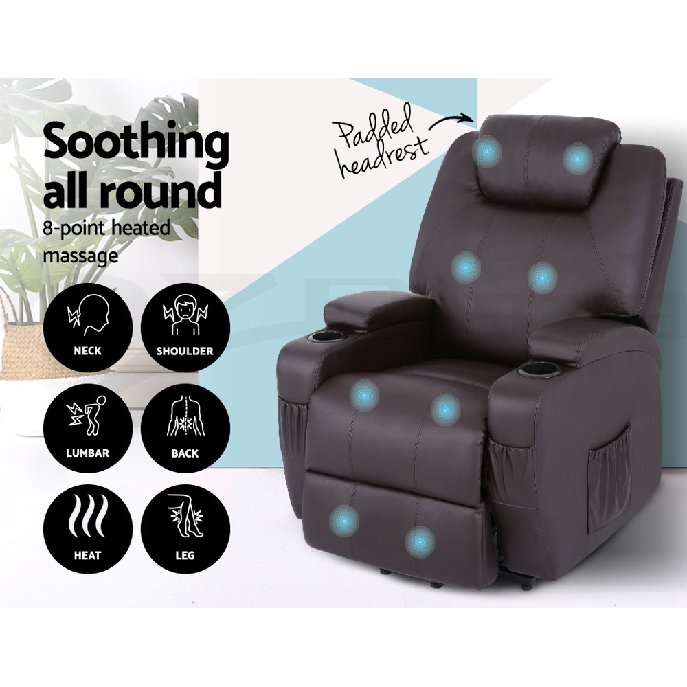 Artiss Recliner Chair Electric Massage Chair Lift Lounge Sofa Leather Armchair - Picture 23 of 76