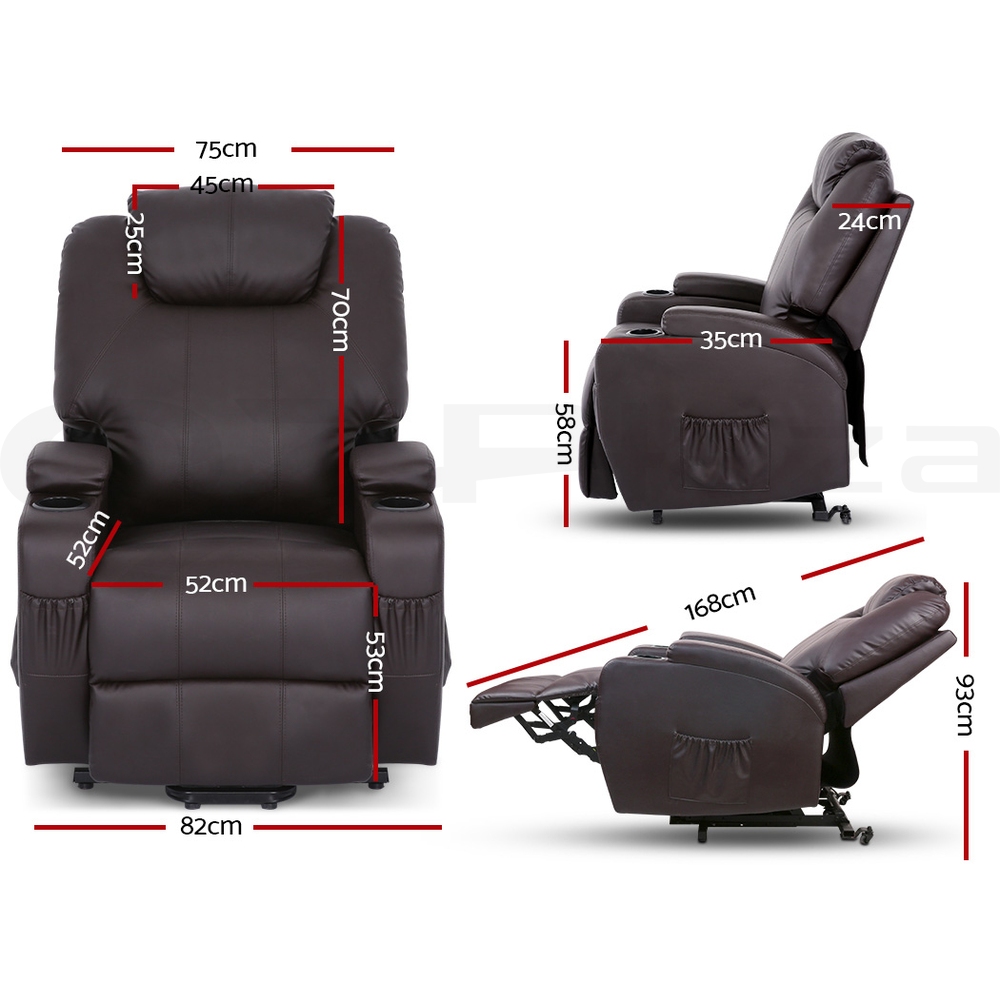 Artiss Recliner Chair Electric Massage Chair Lift Lounge Sofa Leather Armchair - Picture 30 of 76