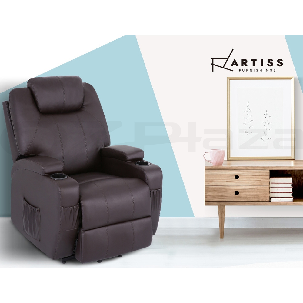 Artiss Recliner Chair Electric Massage Chair Lift Lounge Sofa Leather Armchair - Picture 31 of 76