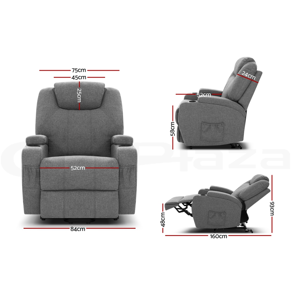 Artiss Recliner Chair Electric Massage Chair Lift Lounge Sofa Leather Armchair - Picture 42 of 76