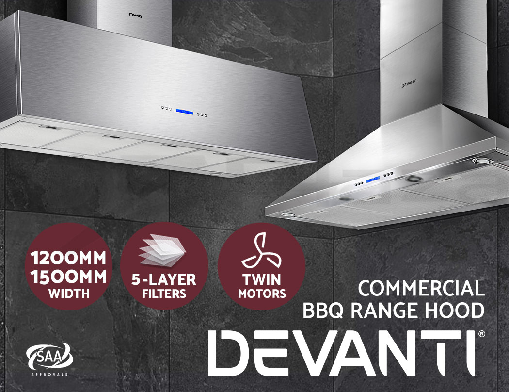 Devanti Range Hood BBQ Commercial Rangehood Hoods Alfresco Canopy
