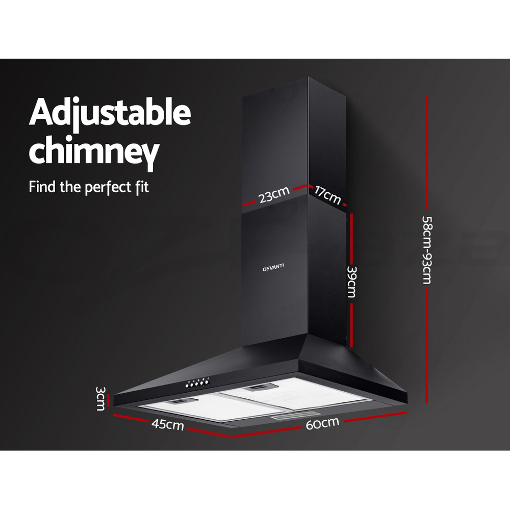 Devanti Range Hood Rangehood 900mm 90cm Kitchen Canopy Stainless Steel