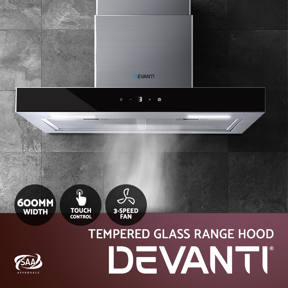 Devanti Range Hood Rangehood 900mm 600mm Kitchen Canopy Filter Stainless Steel - Picture 12 of 17