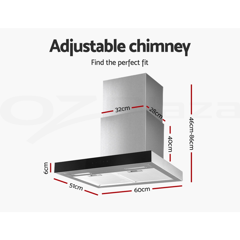 Devanti Range Hood Rangehood 900mm 600mm Kitchen Canopy Filter Stainless Steel - Picture 13 of 17