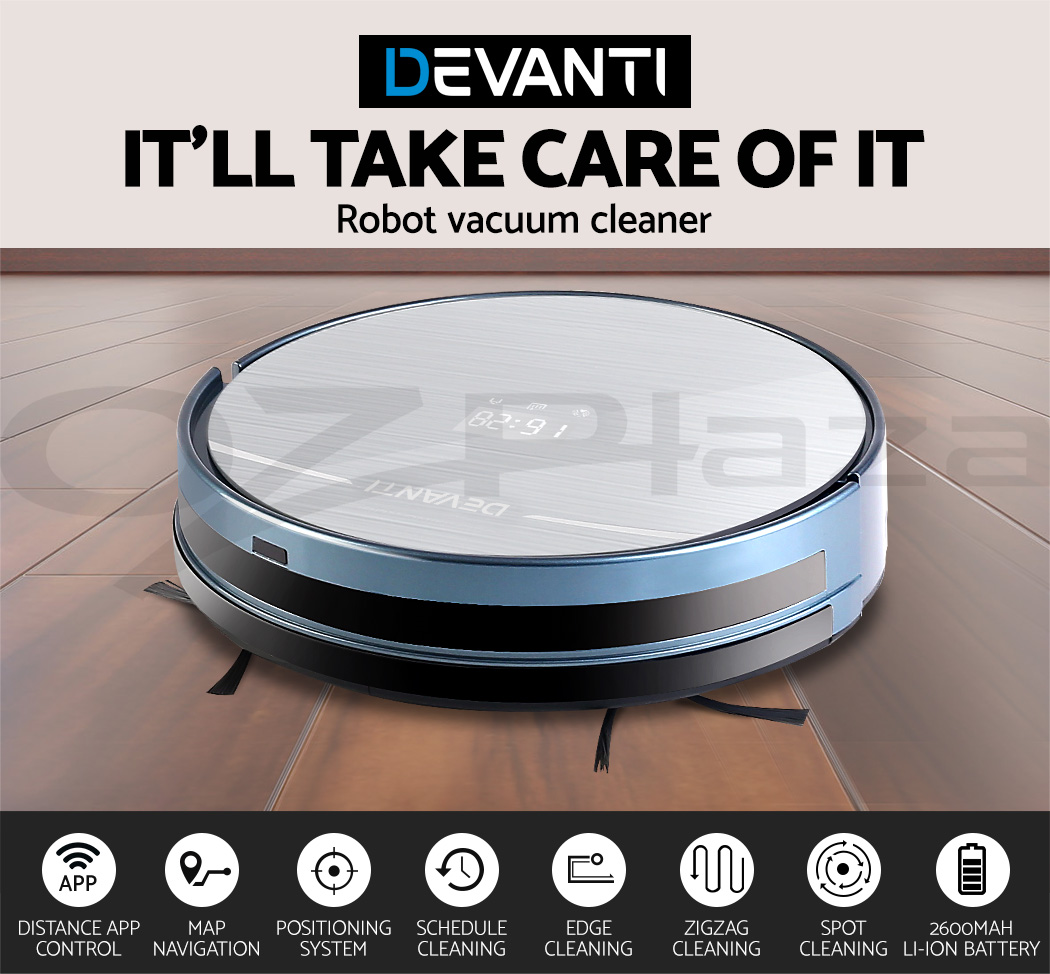 Devanti Automatic Robot Robotic Vacuum Cleaner Carpet Floor Dry Wet Mop