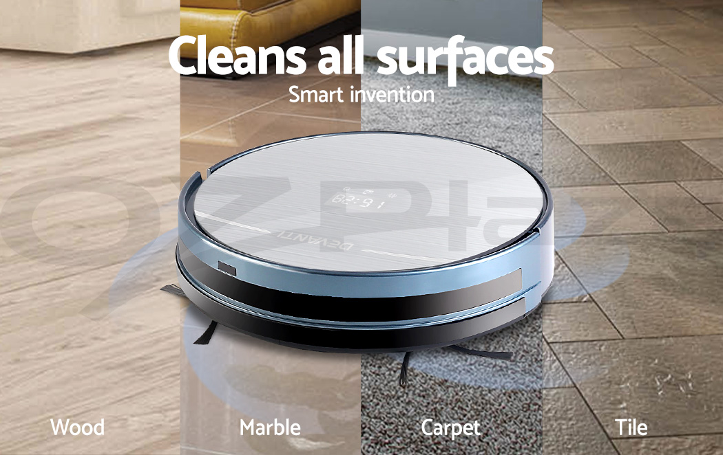 Devanti Automatic Robot Robotic Vacuum Cleaner Carpet Floor Dry Wet Mop
