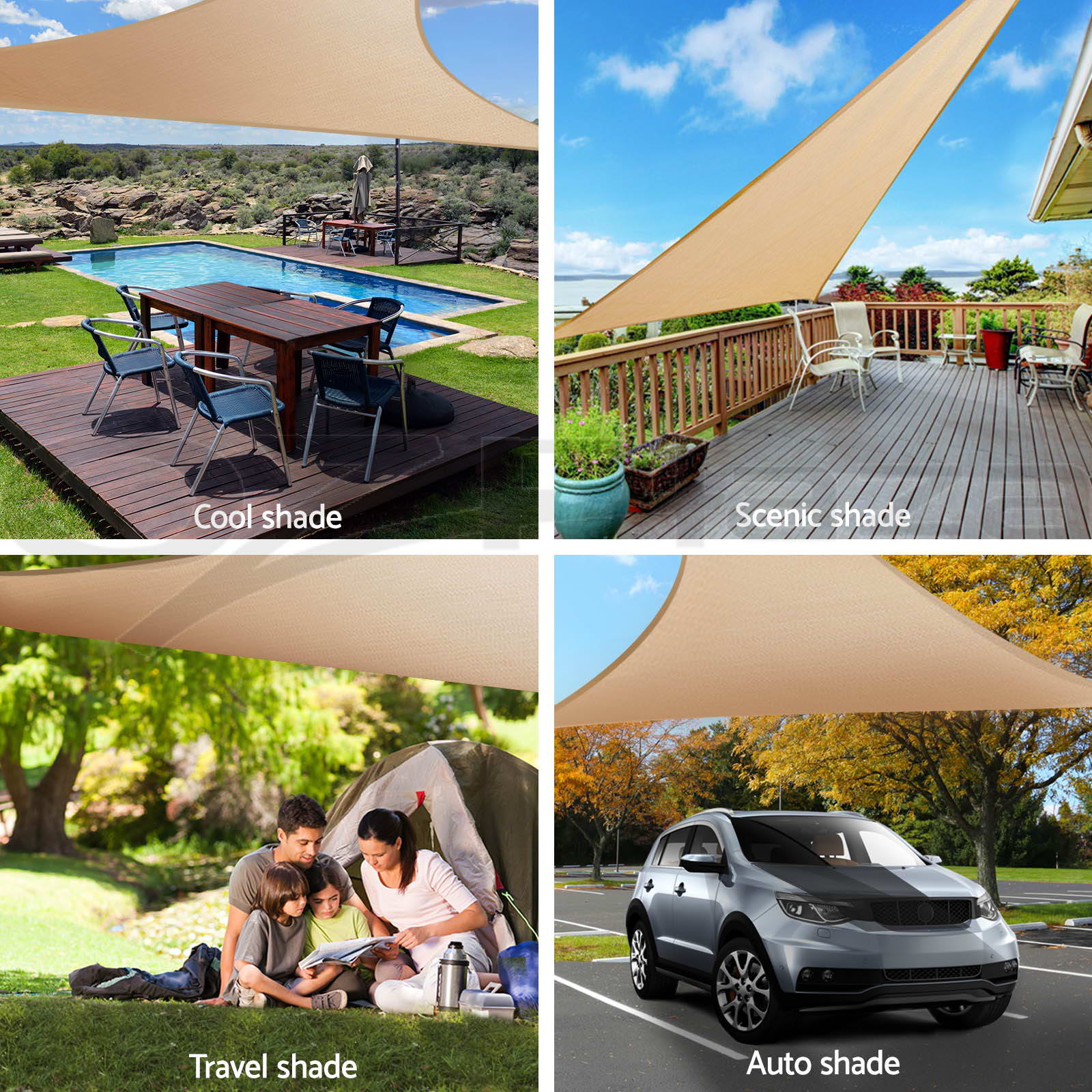 Instahut Sun Shade Sail Cloth Awning Shadecloth Canopy Garden Triangle