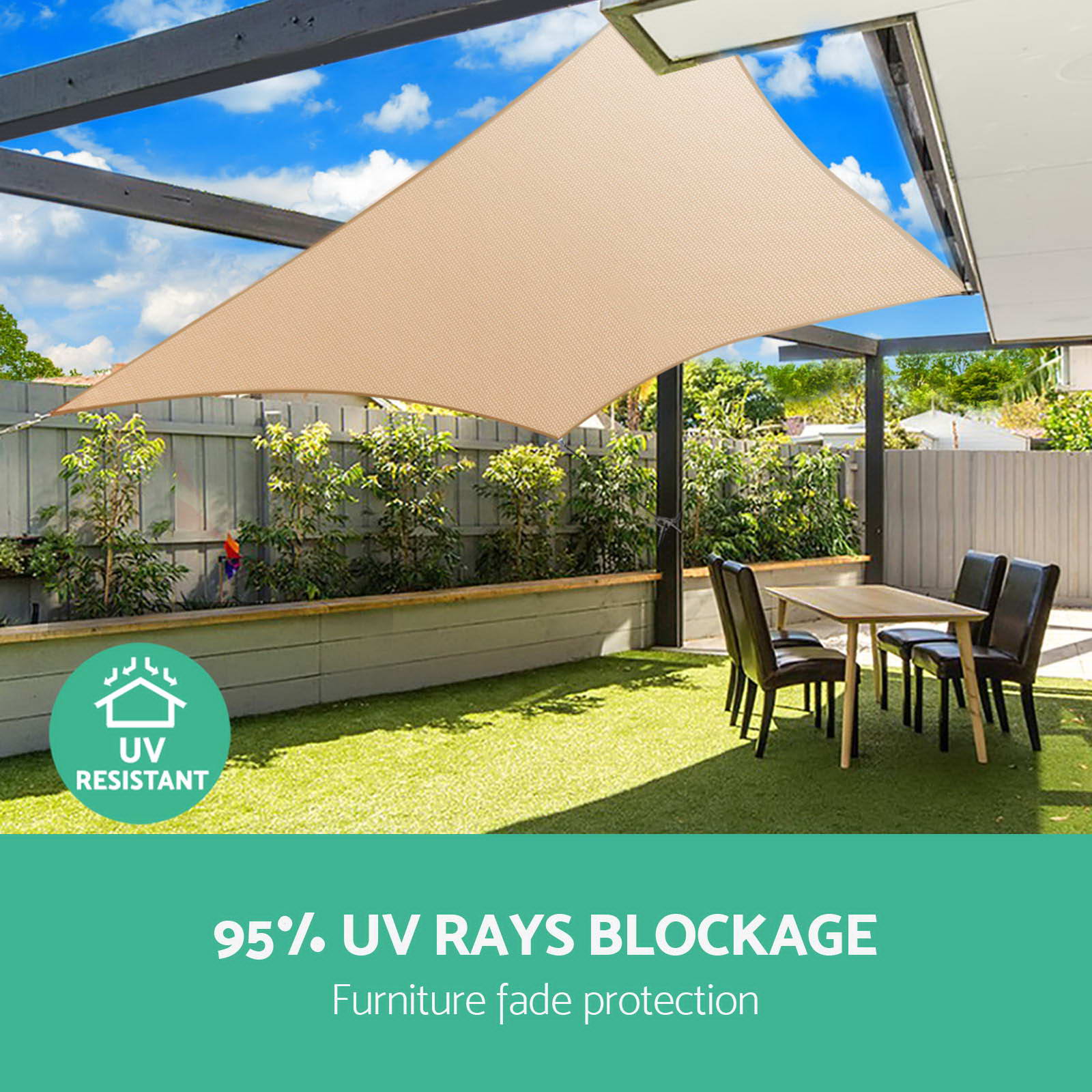 Instahut Waterproof Shade Sail Cloth Rectangle Triangle Square Sand