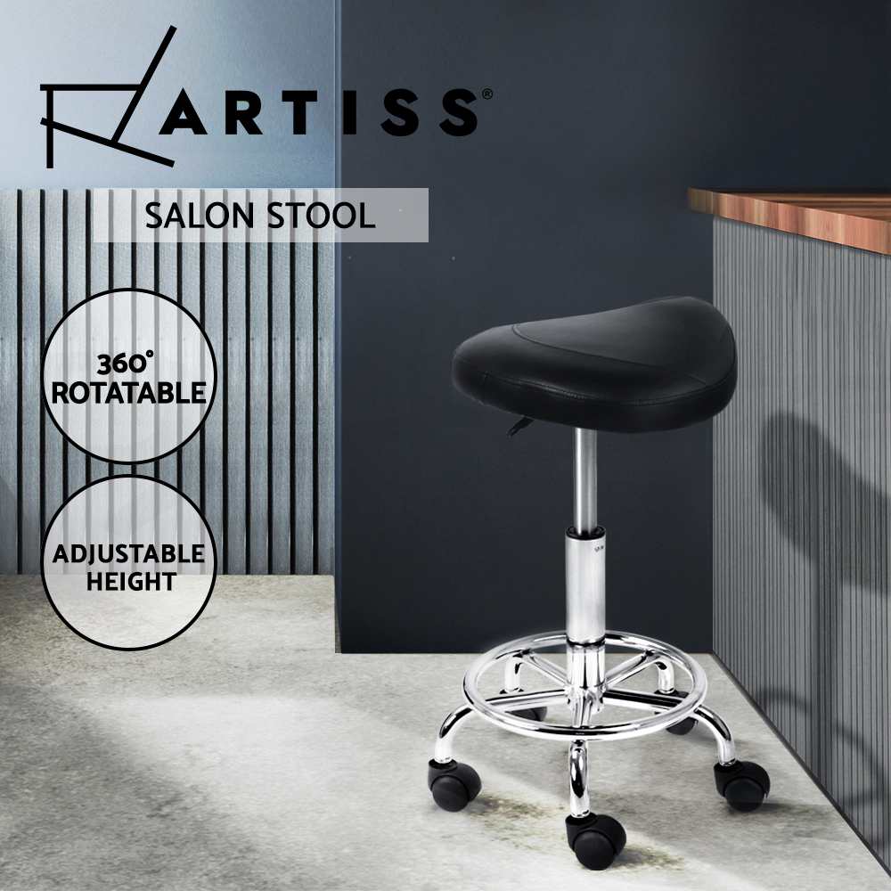 Artiss Saddle Salon Stool Swivel Barber Hair Dress Chair Hydraulic Lift Leather - Picture 11 of 16