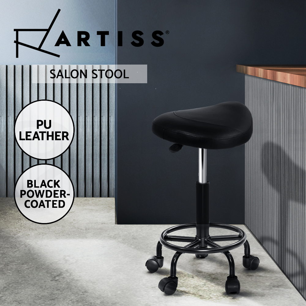 Artiss Saddle Salon Stool Swivel Barber Hair Dress Chair Hydraulic Lift Leather - Picture 13 of 16
