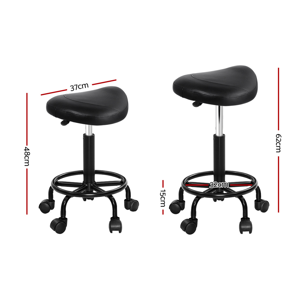 Artiss Saddle Salon Stool Swivel Barber Hair Dress Chair Hydraulic Lift Leather - Picture 14 of 16