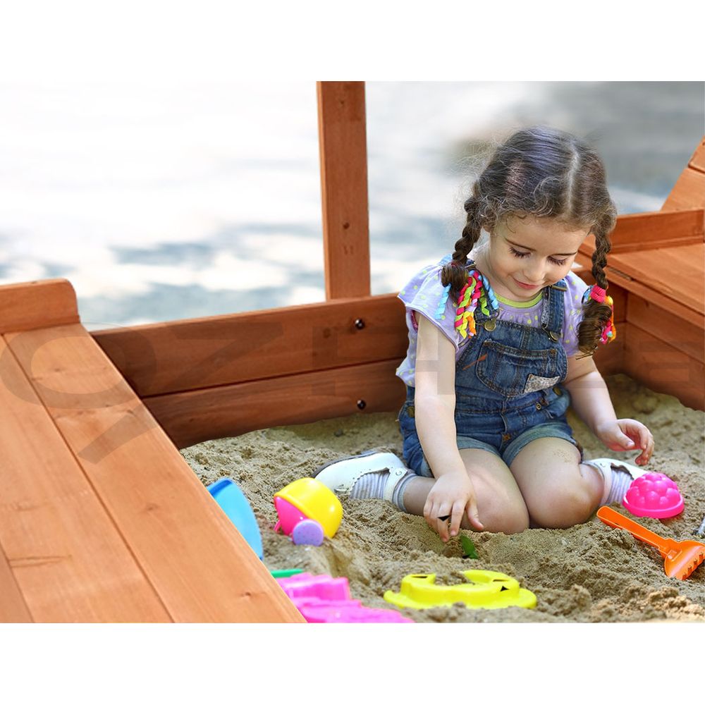 Keezi Kids Sandpit Outdoor Toys Beach Sand Pit Toy Box Play Set With