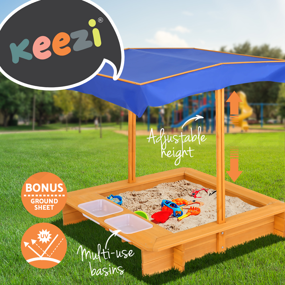 Keezi Kids Sandpit Outdoor Toys Beach Sand Pit Toy Box Play Set With