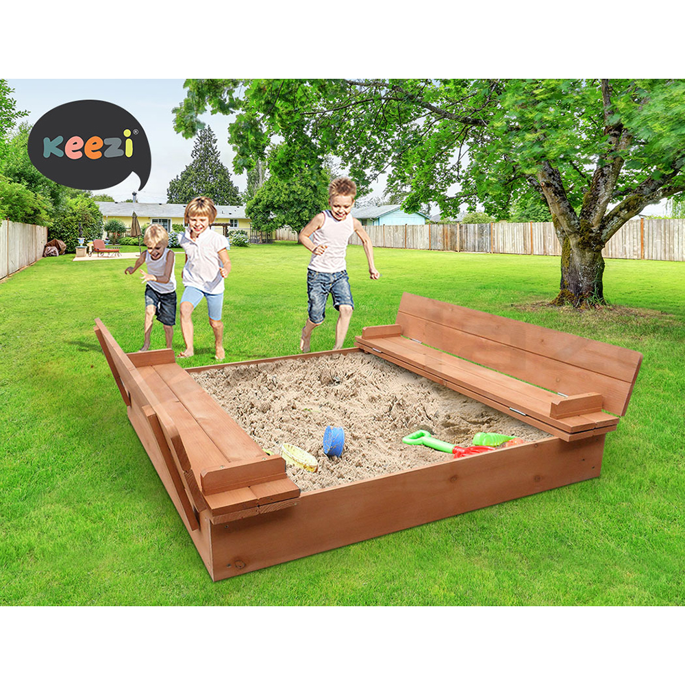 Keezi Kids Sandpit Outdoor Toys Play Set Canopy Beach Sand Pit Toy Box