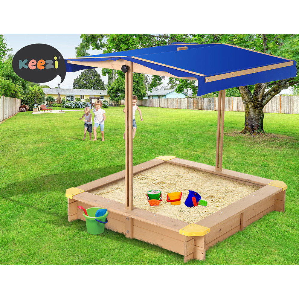 Keezi Kids Sandpit Outdoor Toys Beach Sand Pit Toy Box Play Set With