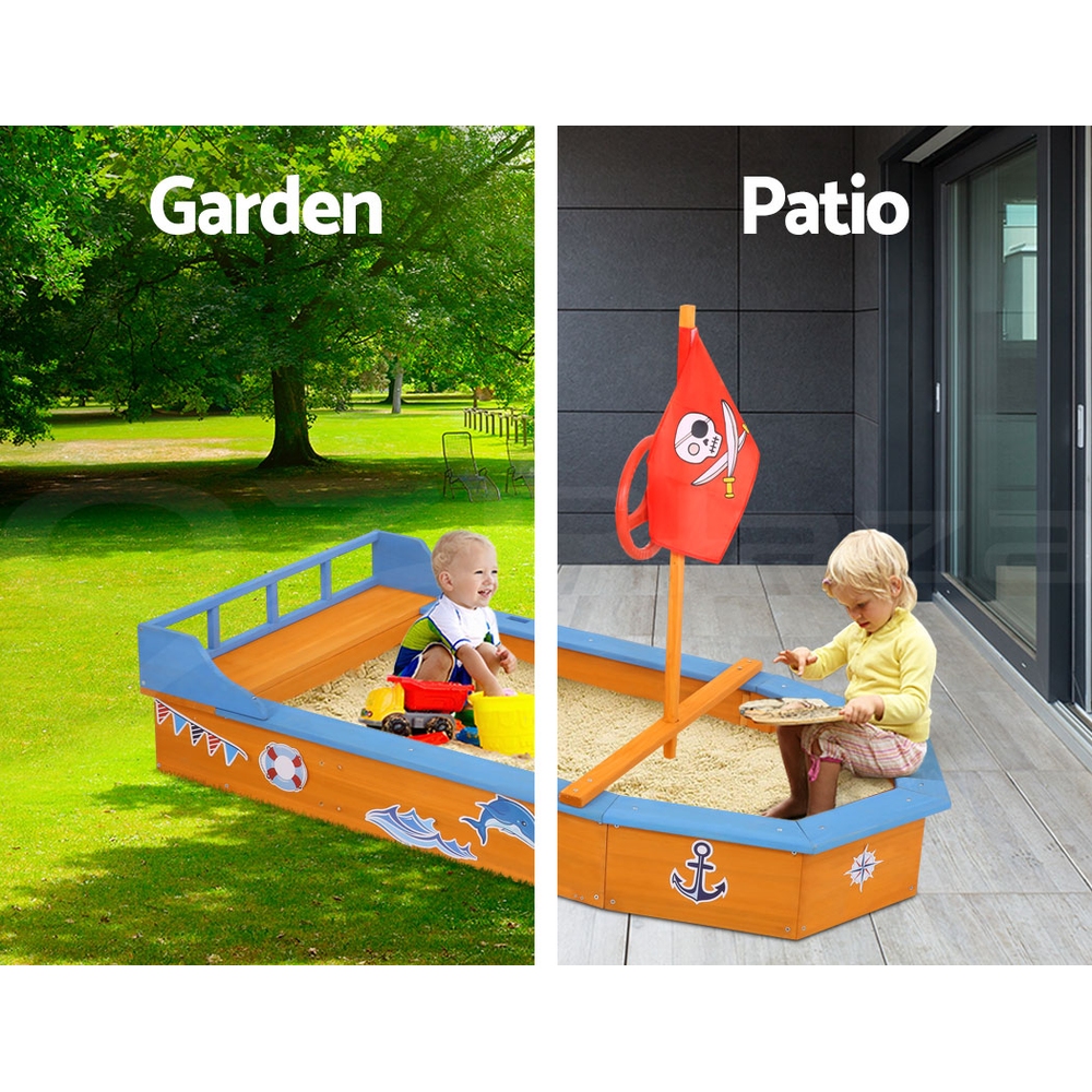 Keezi Kids Sandpit Outdoor Toys Play Set Canopy Beach Sand Pit Toy Box