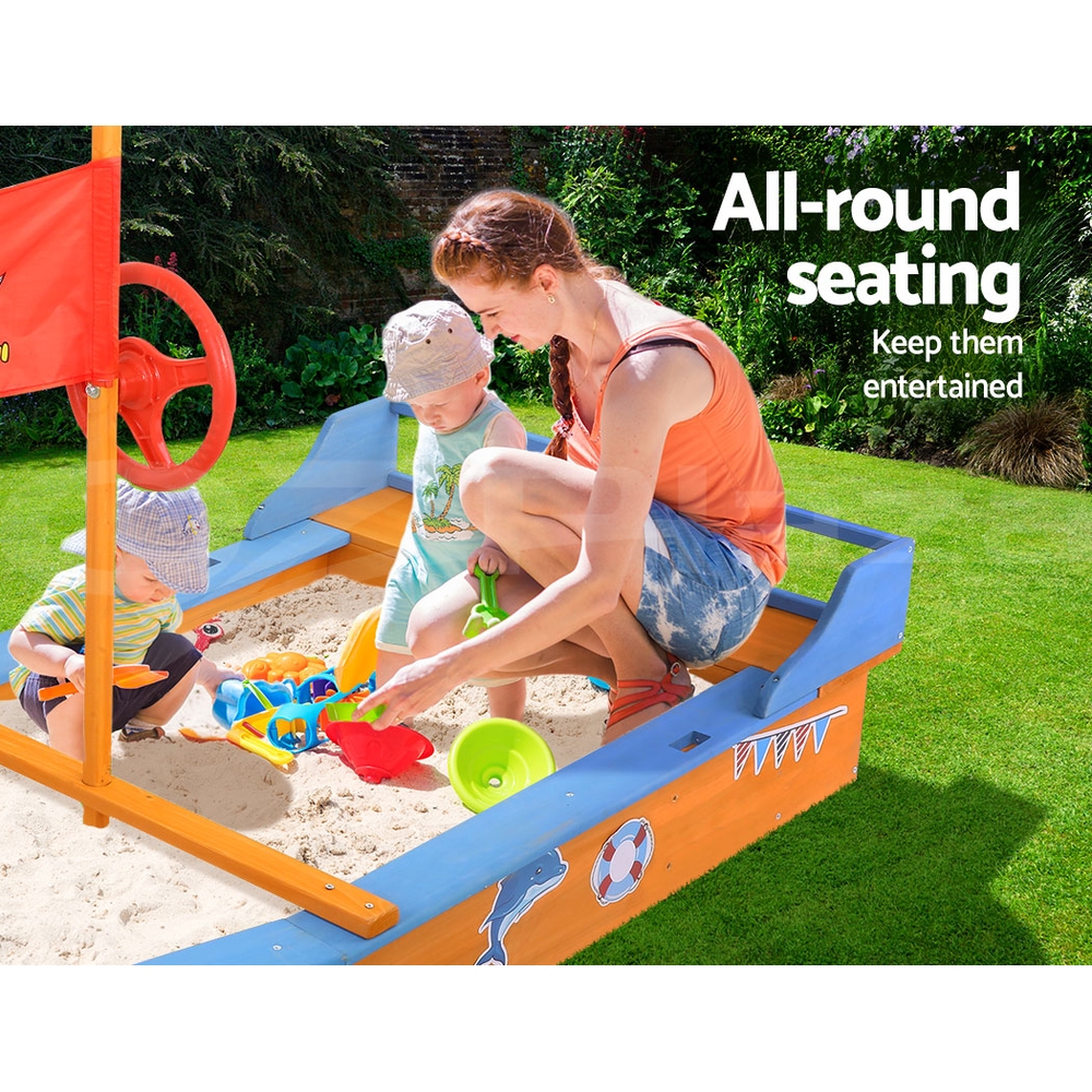 Keezi Kids Sandpit Outdoor Toys Play Set Canopy Beach Sand Pit Toy Box
