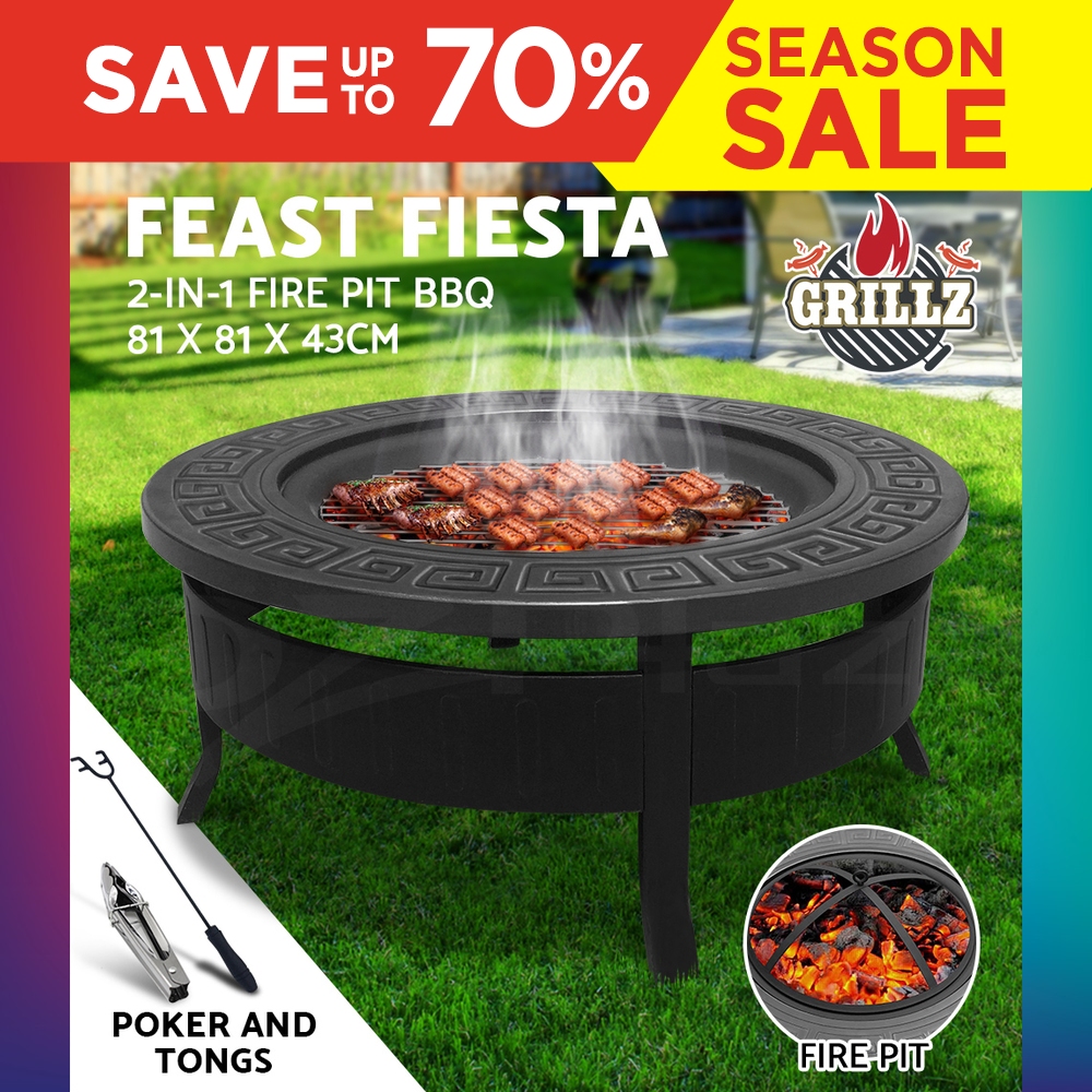 Grillz Outdoor Fire Pit Bbq Table Grill Garden Patio Wood Fireplace Image Is Loading Grillz Outdoor Fire Pit Bbq Table Grill Garden
