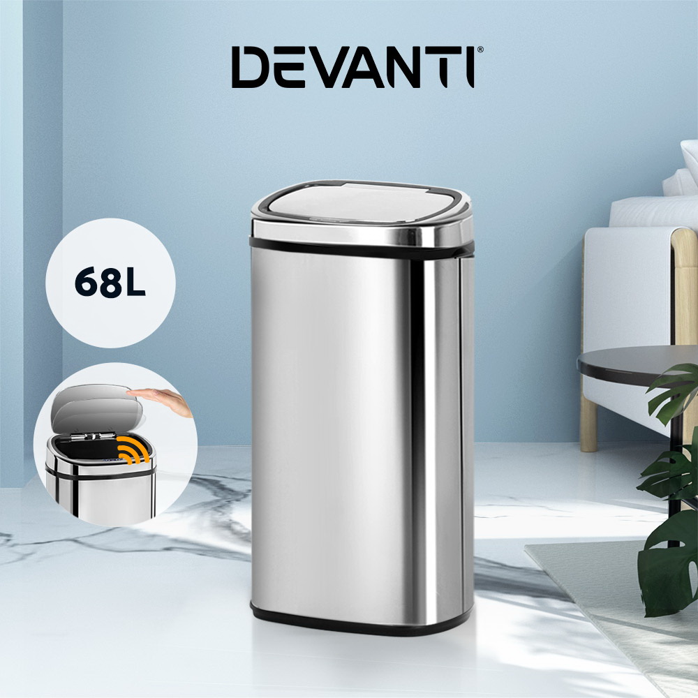 Devanti 68L Motion Sensor Bin Rubbish Automatic Trash Can Kitchen Bins - Picture 15 of 20