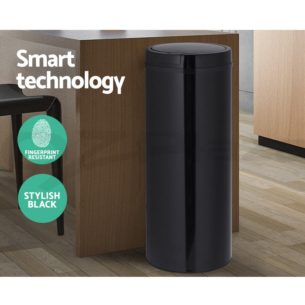 Devanti Sensor Bin Black Motion Rubbish Trash Can Automatic Touch Free