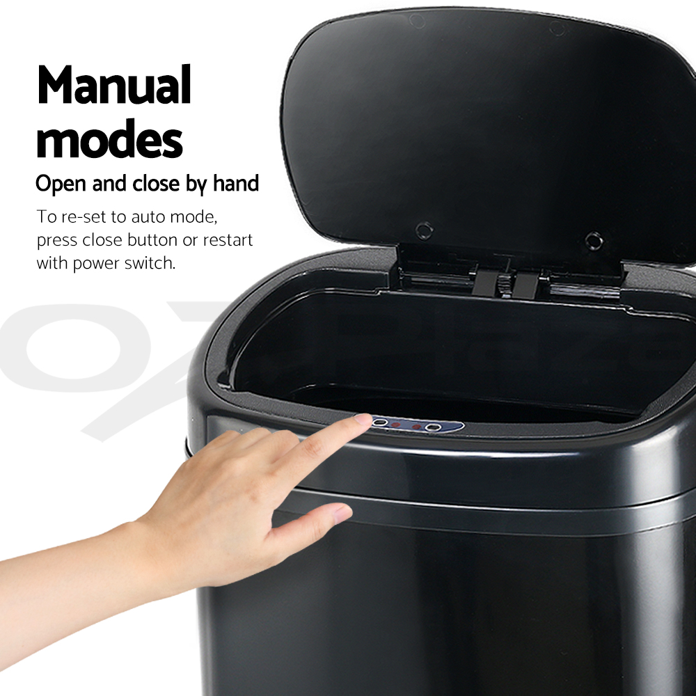 Devanti Sensor Bin Black Motion Rubbish Trash Can Automatic Touch Free
