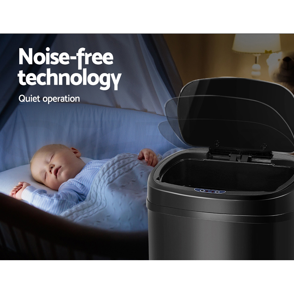 Devanti Sensor Bin Black Motion Rubbish Trash Can Automatic Touch Free Kitchen - Picture 18 of 44